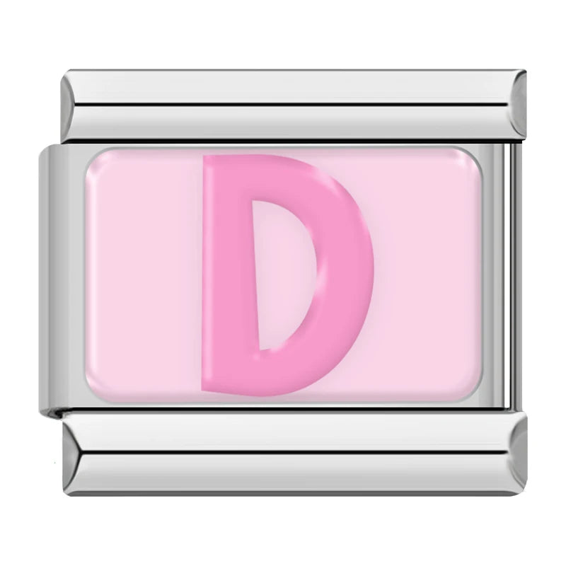 Pink Letter Charm Collection — 9mm Italian Bracelet