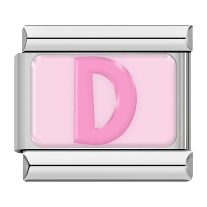 Pink Letter Charm Collection — 9mm Italian Bracelet