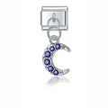 Charm pendentif Croissant Argenté et Pierres Bleues — photo du produit