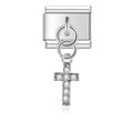 Charm pendentif Croix Argentée Pavée — photo du produit