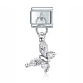 Charm pendentif Abeille Argentée et Pierres Blanches — photo du produit