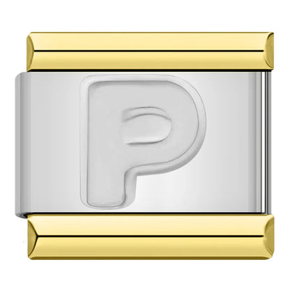 Letter Charm Collection Silver Gold — 9mm Italian Bracelet