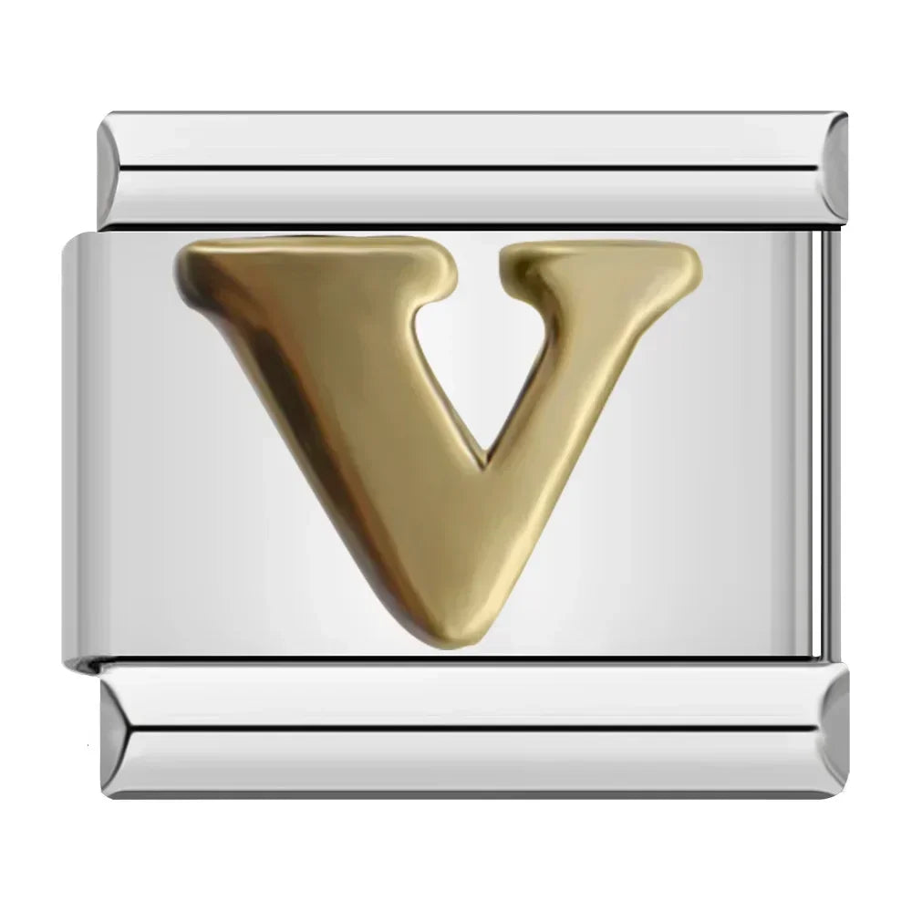 Silver & Gold Letter Charm Collection — 9mm Italian Bracelet