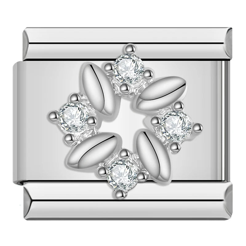 Rainbow Crown CZ Charm Collection — 9mm Italian Bracelet