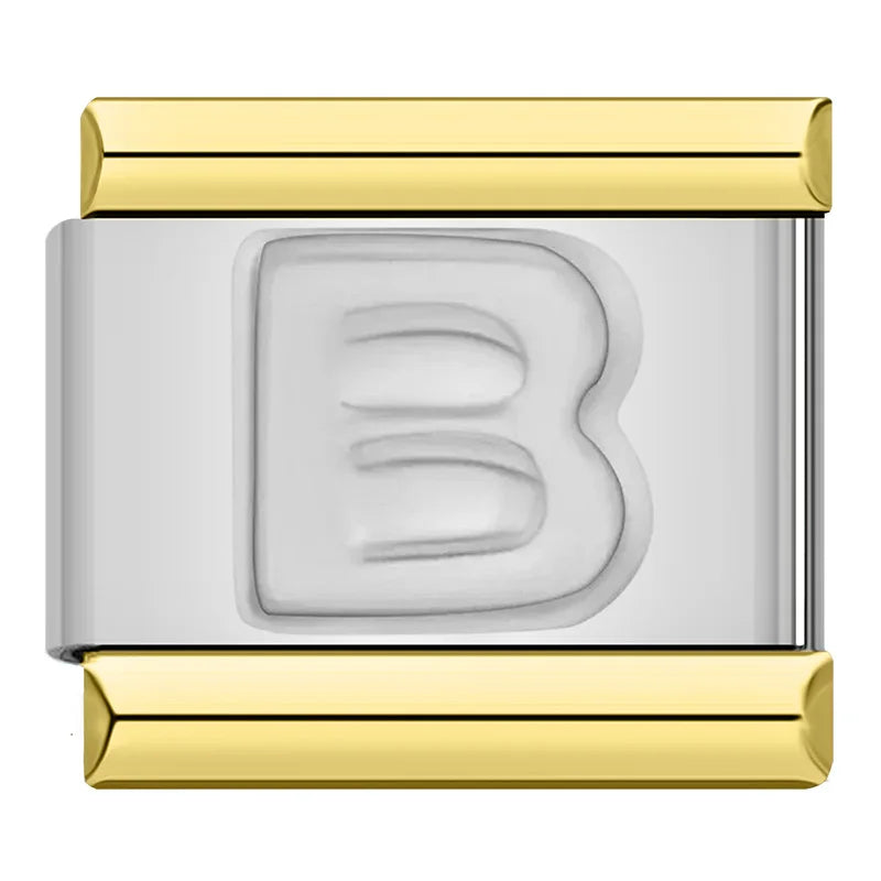Letter Charm Collection Silver Gold — 9mm Italian Bracelet