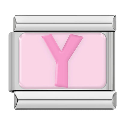 Pink Letter Charm Collection — 9mm Italian Bracelet