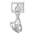 Charm pendentif Croissant et Étoiles Argentés Pavés — photo du produit