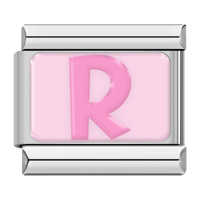 Pink Letter Charm Collection — 9mm Italian Bracelet