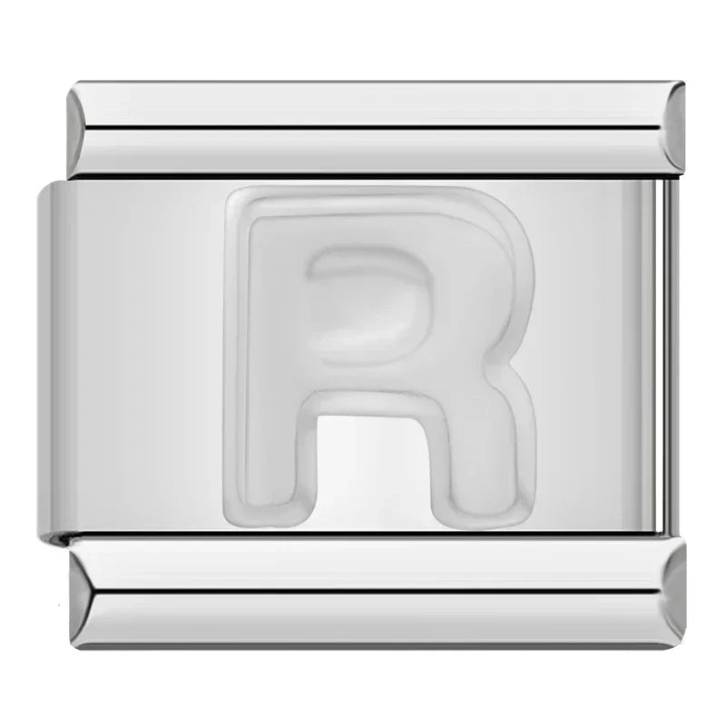 Silver Italic Letter Charm Collection — 9mm Italian Bracelet
