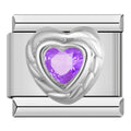 Charm Cœur Mauve Cerclé d’Argent — photo du produit