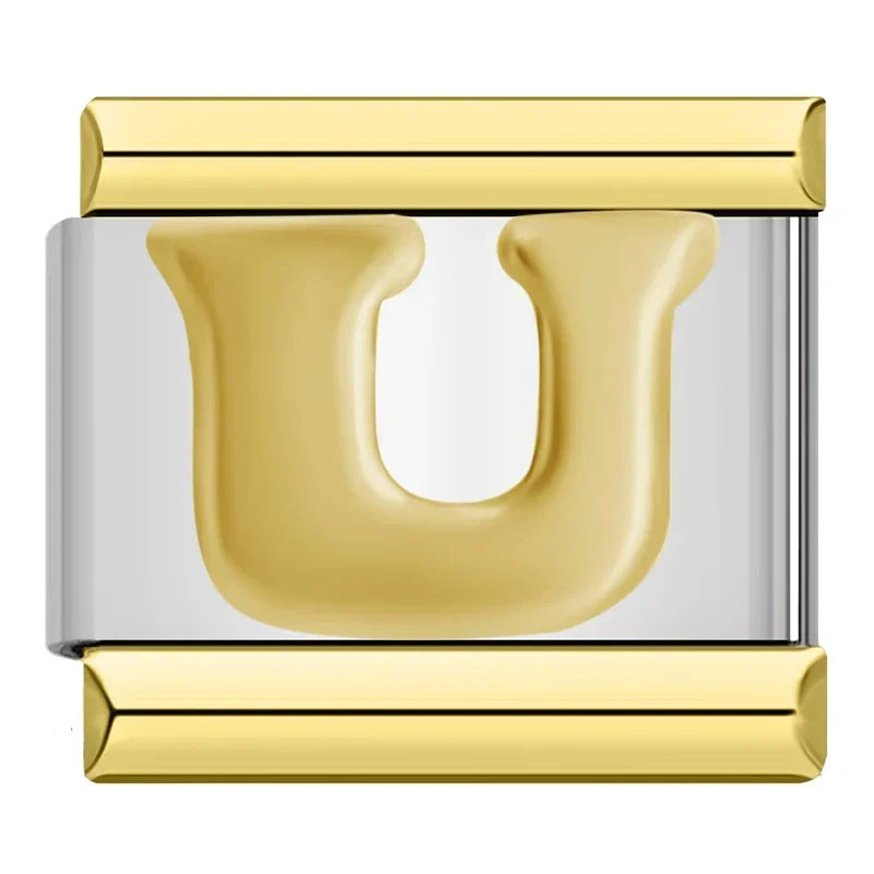 Gold Letter Charm Collection — 9mm Italian Bracelet