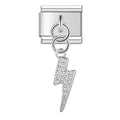 Charm pendentif Éclair Argenté Pavé — photo du produit