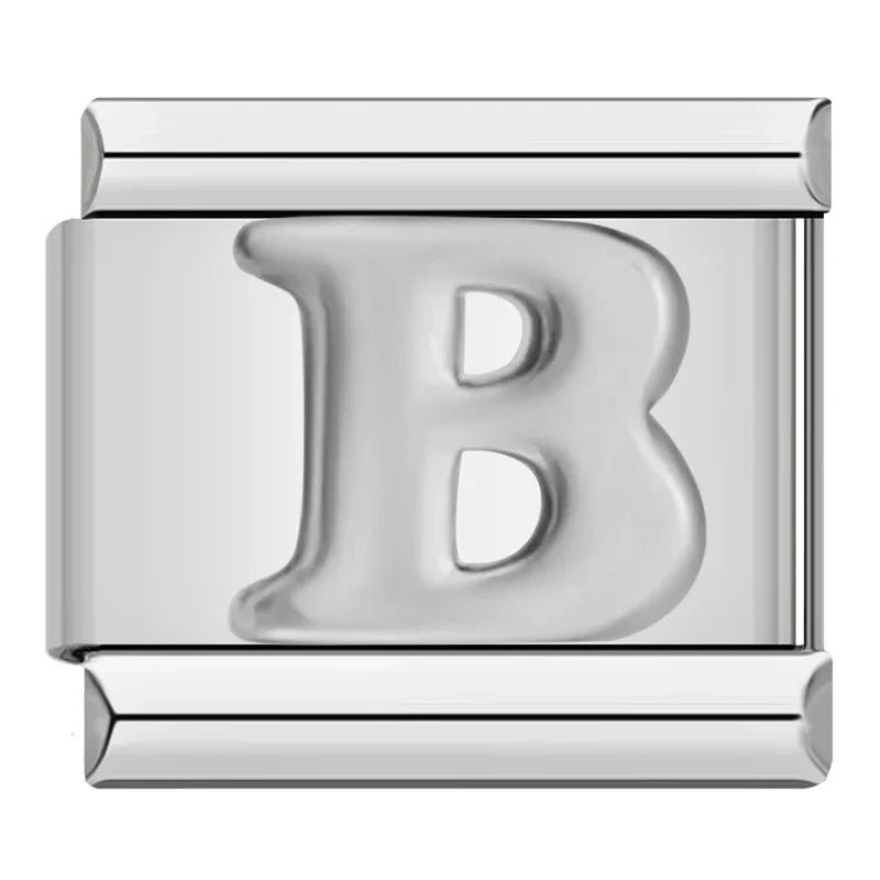Silver Letter Charm Collection — 9mm Italian Bracelet