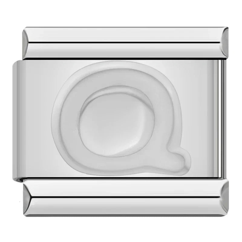 Silver Italic Letter Charm Collection — 9mm Italian Bracelet