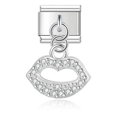 Heart & Lips CZ Charm Collection — 9mm Italian Bracelet