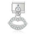 Charm pendentif Lèvres Argentées et Cristaux — photo du produit