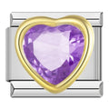 Charm Cœur Mauve en Cristal Cerclé d’Or — photo du produit