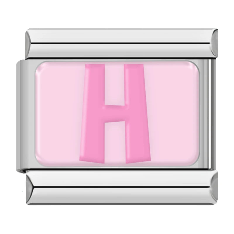 Pink Letter Charm Collection — 9mm Italian Bracelet