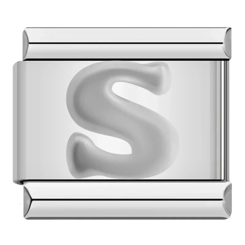 Silver Letter Charm Collection — 9mm Italian Bracelet