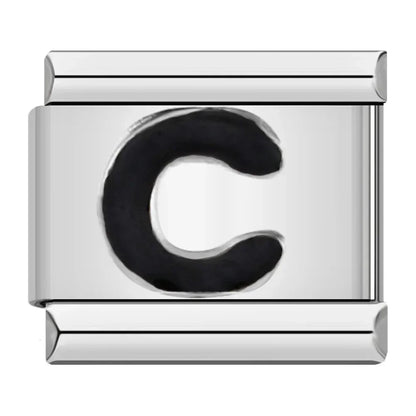 Black Letter Charm Collection — 9mm Italian Bracelet