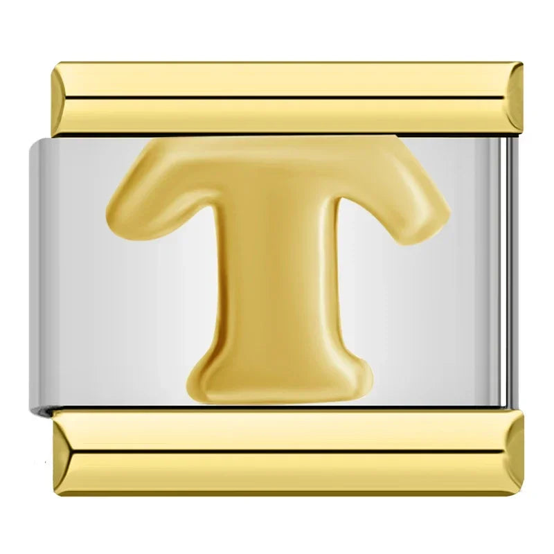 Gold Letter Charm Collection — 9mm Italian Bracelet