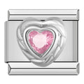 Charm Cœur Rose Cerclé d’Argent — photo du produit