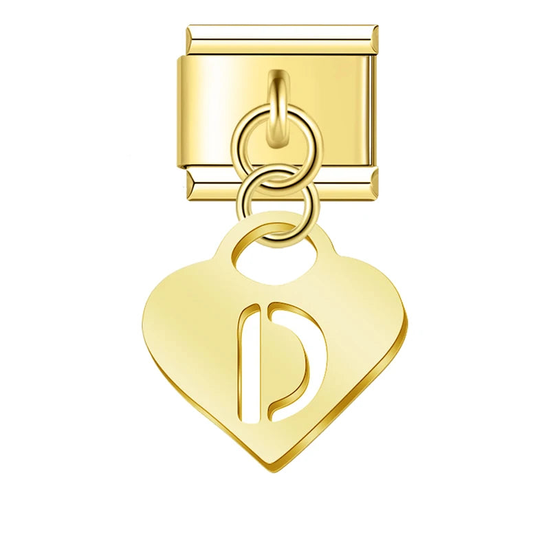 Heart Letter Charm Collection — 9mm Italian Bracelet