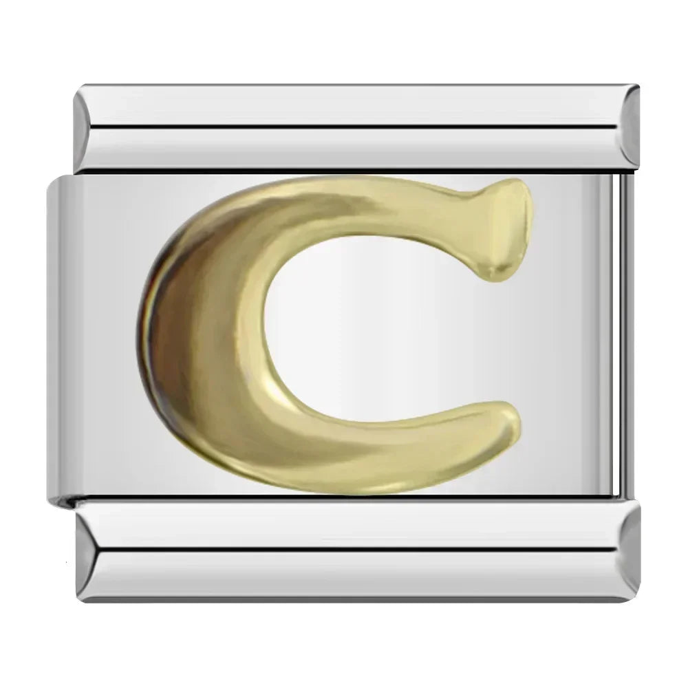 Silver & Gold Letter Charm Collection — 9mm Italian Bracelet