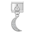 Charm pendentif Lune Argentée Pavée — photo du produit