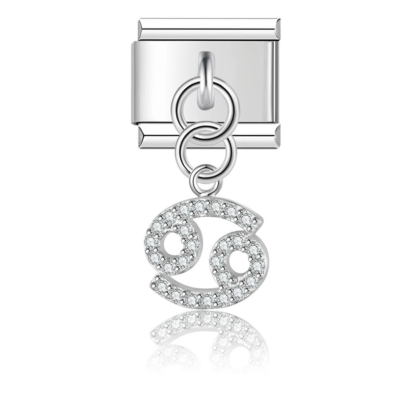 CZ Zodiac Dangle Charm Collection — 9mm Italian Bracelet