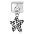 Charm pendentif Étoile de Mer Argentée et Cristaux — photo du produit