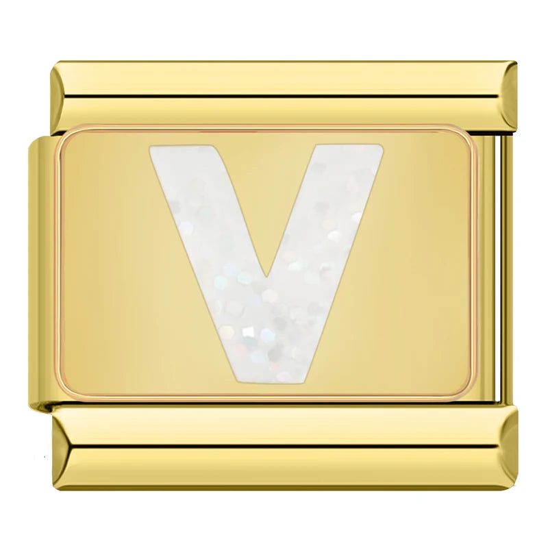 Gold Letter Charm Collection — 9mm Italian Bracelet