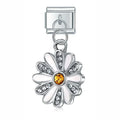 Charm pendentif Fleur Argentée et Pierre Orange — photo du produit