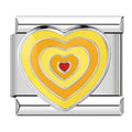 Charm Cœur Jaune Concentrique Argenté — photo du produit