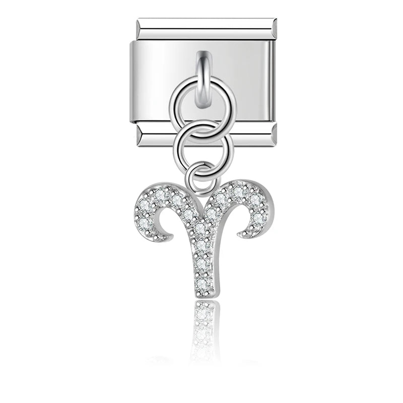 CZ Zodiac Dangle Charm Collection — 9mm Italian Bracelet