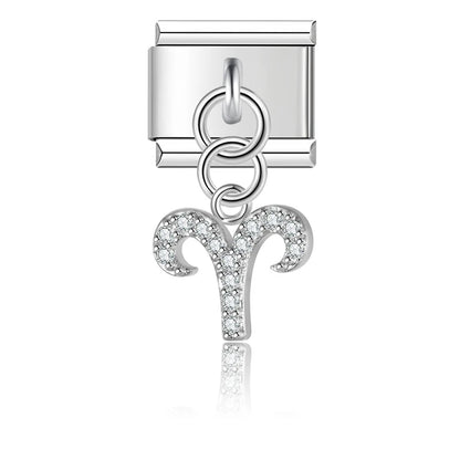 CZ Zodiac Dangle Charm Collection — 9mm Italian Bracelet