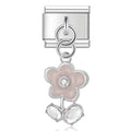 Charm pendentif Fleur Rose et Cristal — photo du produit