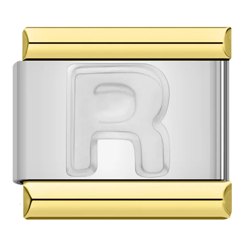 Letter Charm Collection Silver Gold — 9mm Italian Bracelet