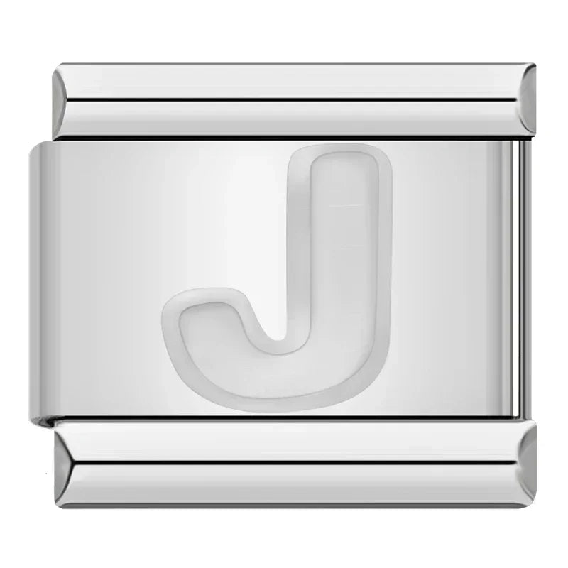 Silver Italic Letter Charm Collection — 9mm Italian Bracelet