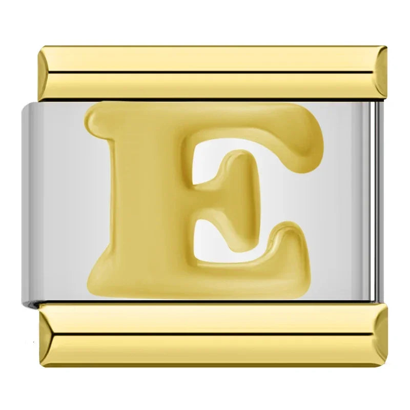 Gold Letter Charm Collection — 9mm Italian Bracelet