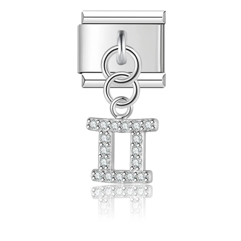 CZ Zodiac Dangle Charm Collection — 9mm Italian Bracelet