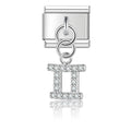Charm pendentif Zodiaque Gémeaux Argenté et Cristaux — photo du produit