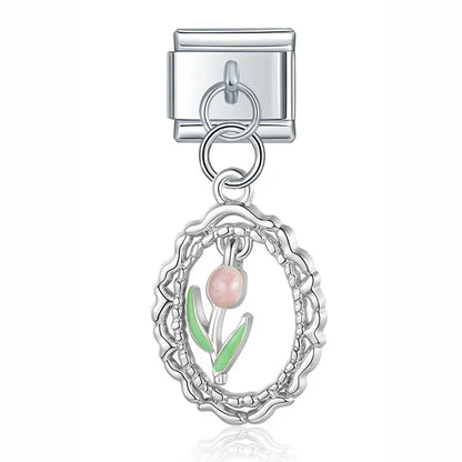 Flower Crown Moon Charm Collection — 9mm Italian Bracelet