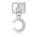 Charm pendentif Croissant Blanc Pavé Argenté — photo du produit