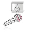 Charm pendentif Microphone Rose et Cristaux — photo du produit