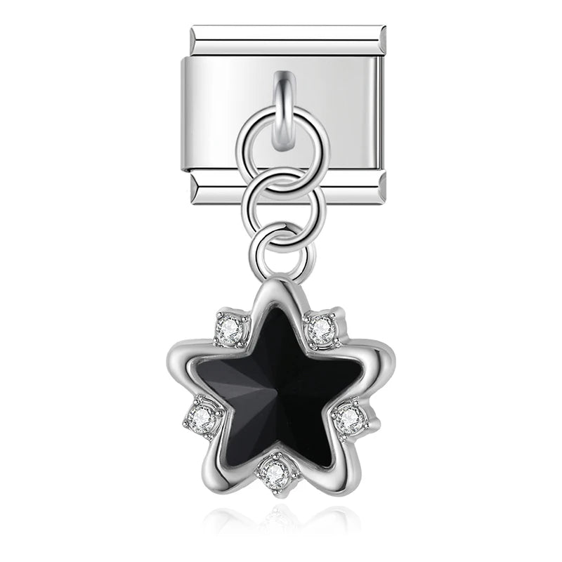 Crystal Star Dangle Charm — 9mm Italian Bracelet