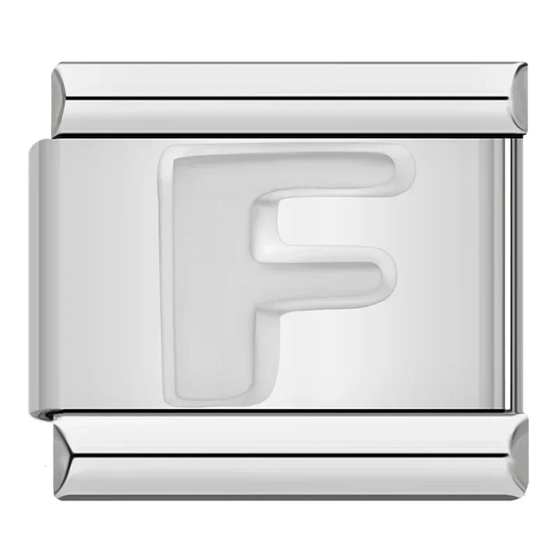 Silver Italic Letter Charm Collection — 9mm Italian Bracelet