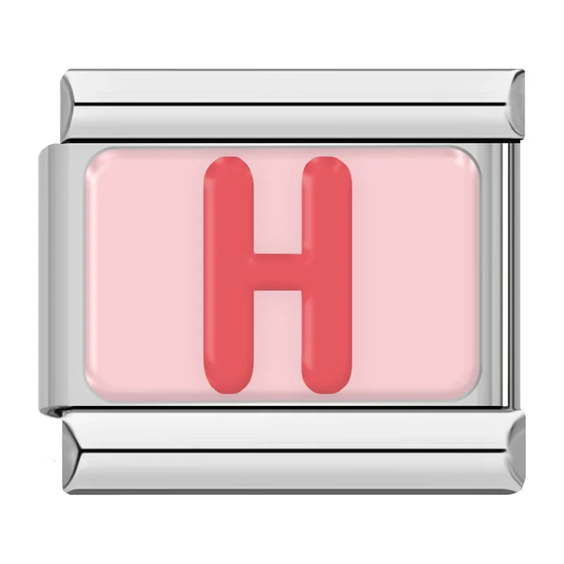 Red Colorful Letter Charm Collection — 9mm Italian Bracelet