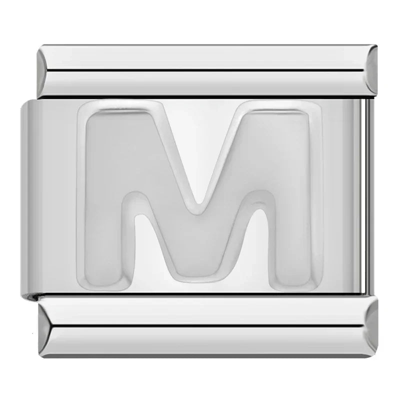 Silver Italic Letter Charm Collection — 9mm Italian Bracelet