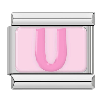 Pink Letter Charm Collection — 9mm Italian Bracelet